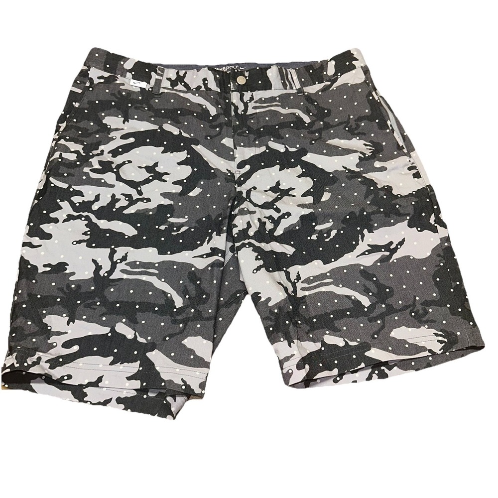 Nike Golf Modern Fit‎ Performance Shorts Men's 36x10 Black Gray Dot Camo EUC